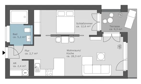 Wohnglück -  2-Zi.-Wohnung im Neubau mit Terrasse und Einbauküche — photo 1